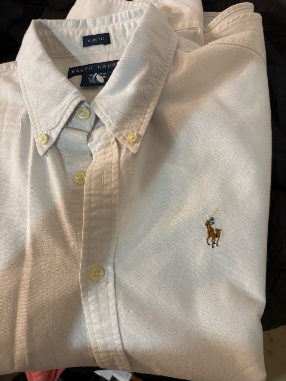 Ralph Lauren White Button-Down Shirt with Embroidered Pony (Slim Fit)